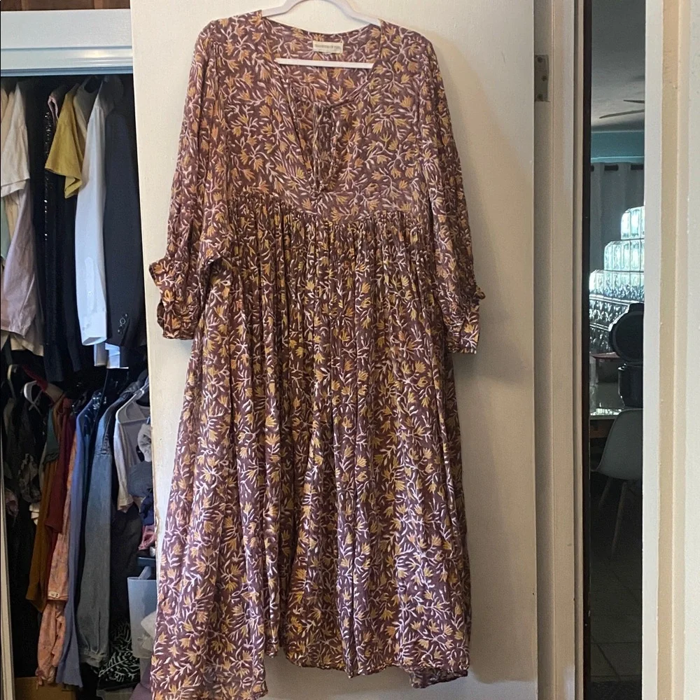 Flawed Daughters of India Women Kyra Midi Dress Sumac XXL Balloon Bohemian - Picture 5 of 11